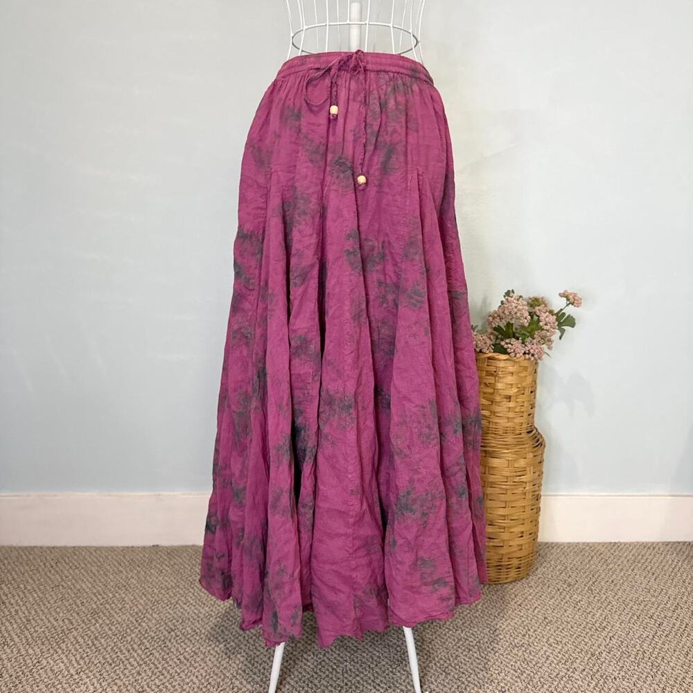 Stunning vintage y2k fairy tie dyed pink prairie peasant skirt